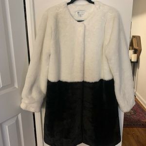Two Tone Faux Fur Coat